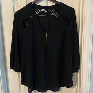 Free 2 Luv Black Blouse Women Size 1X